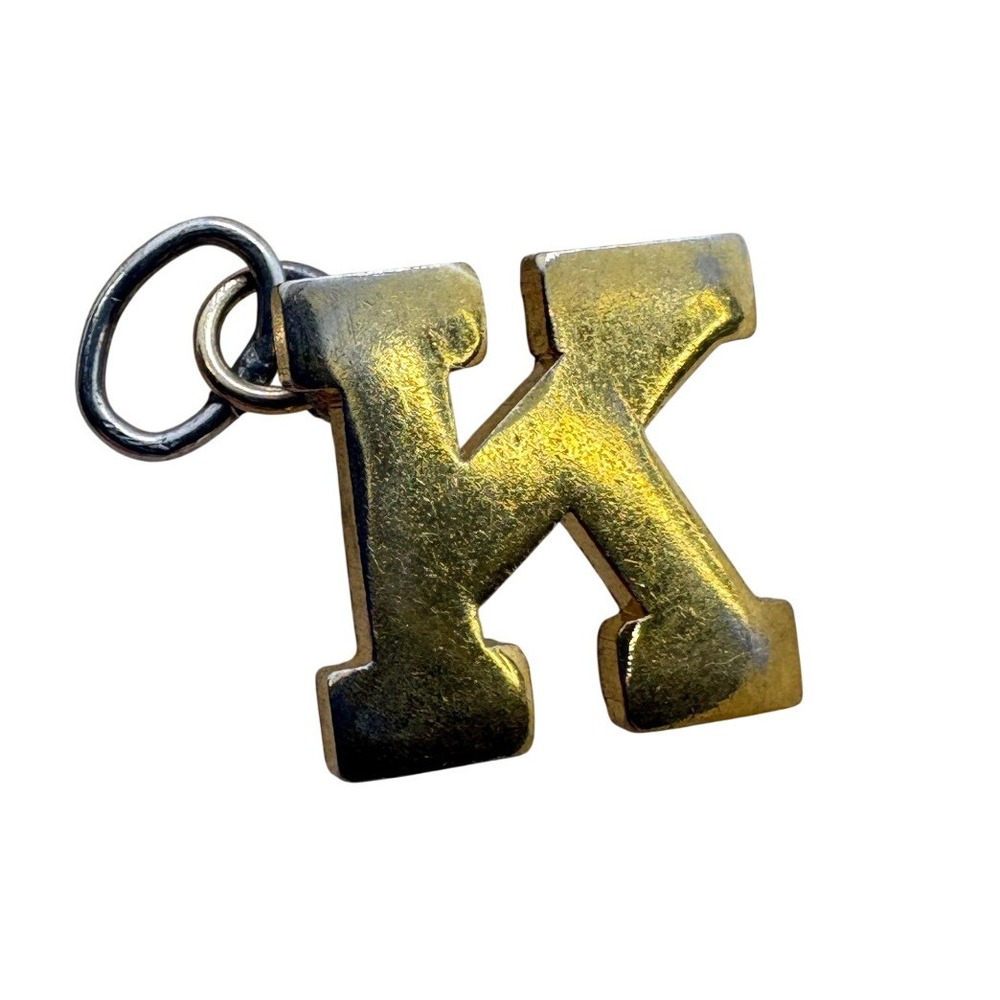 Vintage Jostens Kansas Letter‎ K Charm Gold Tone Initial Pendant Magnetic 0.97g